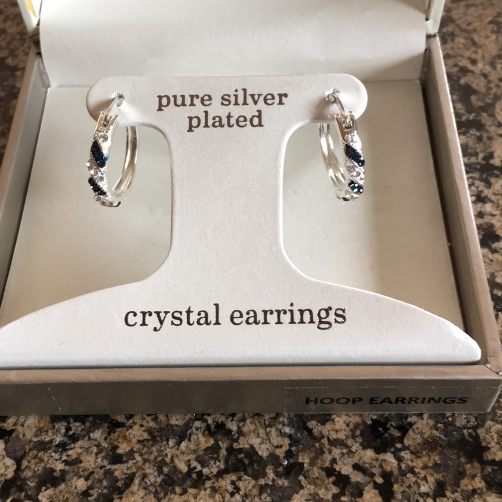 Pure silver earrings with white and blue accents!